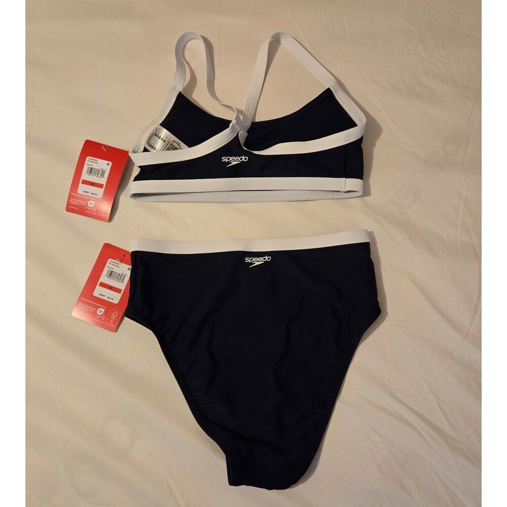 Speedo Womens Navy Blue Two Piece Bikini Size XS NWT - Picture 2 of 3
